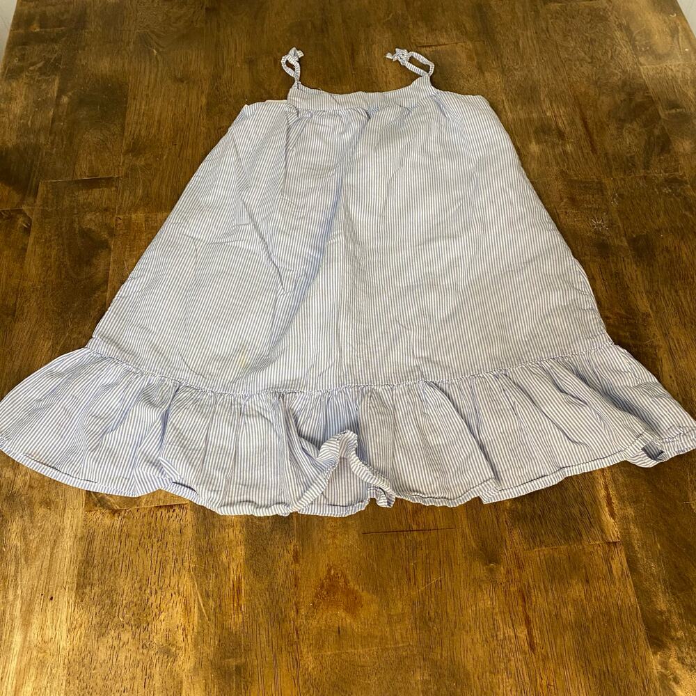 H&M blue white pin stripe ruffle bottom dress SIZE 6